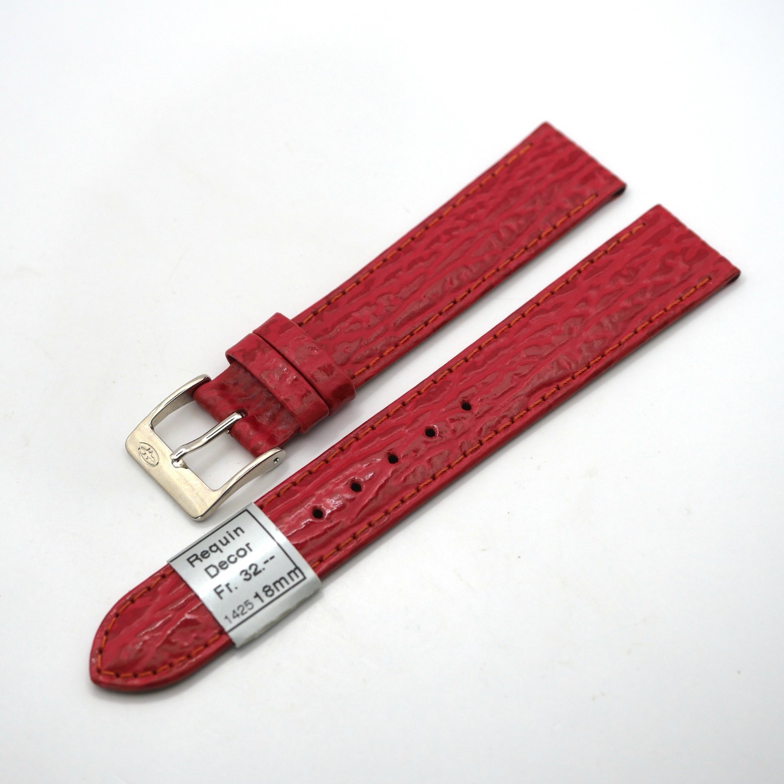 Bracelet de montre en cuir véritable façon requin - 18 mm Rouge - Colly – Image 2