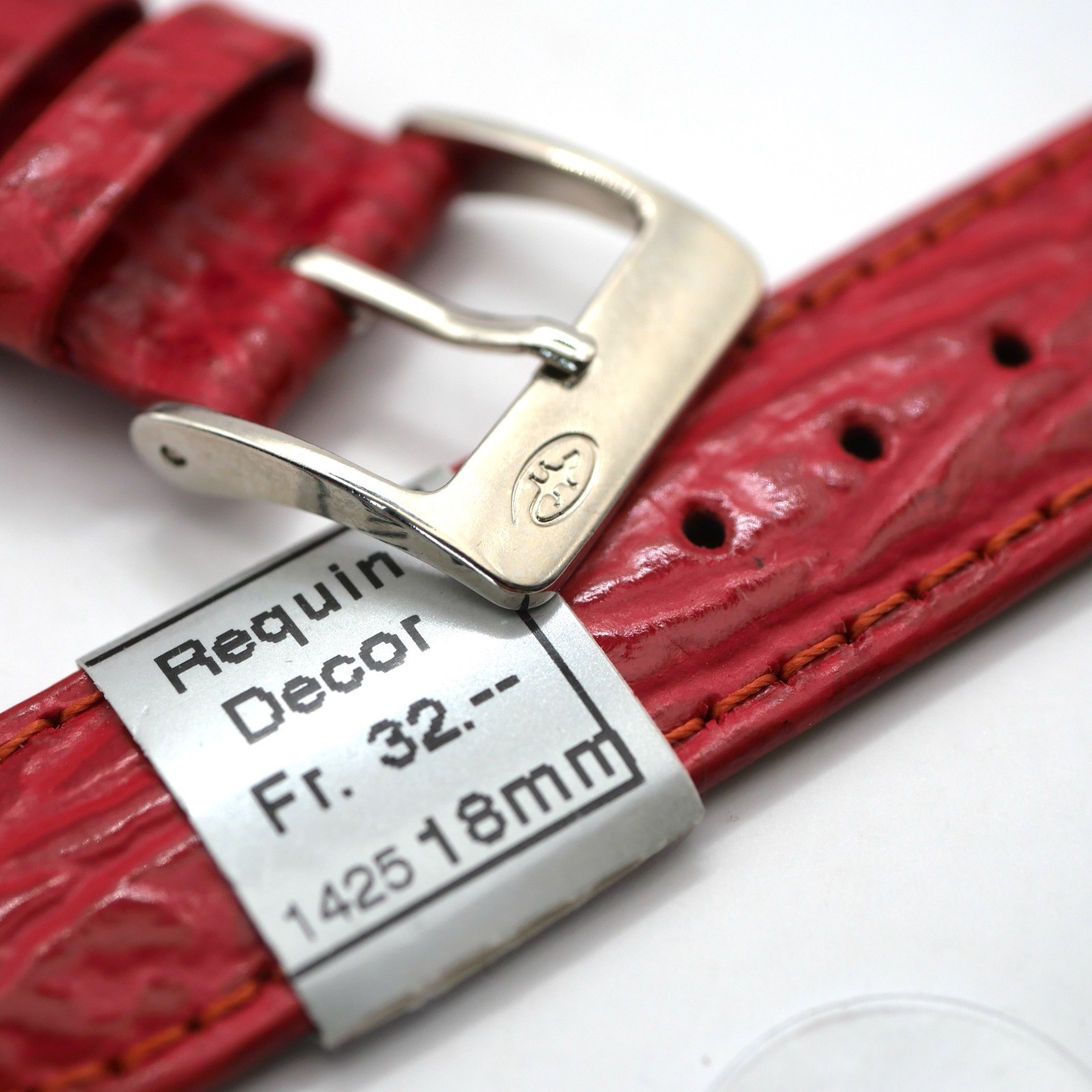 Bracelet de montre en cuir véritable façon requin - 18 mm Rouge - Colly – Image 3