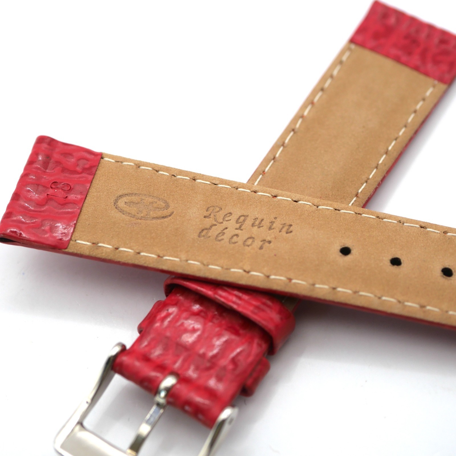 Bracelet de montre en cuir véritable façon requin - 18 mm Rouge - Colly – Image 4