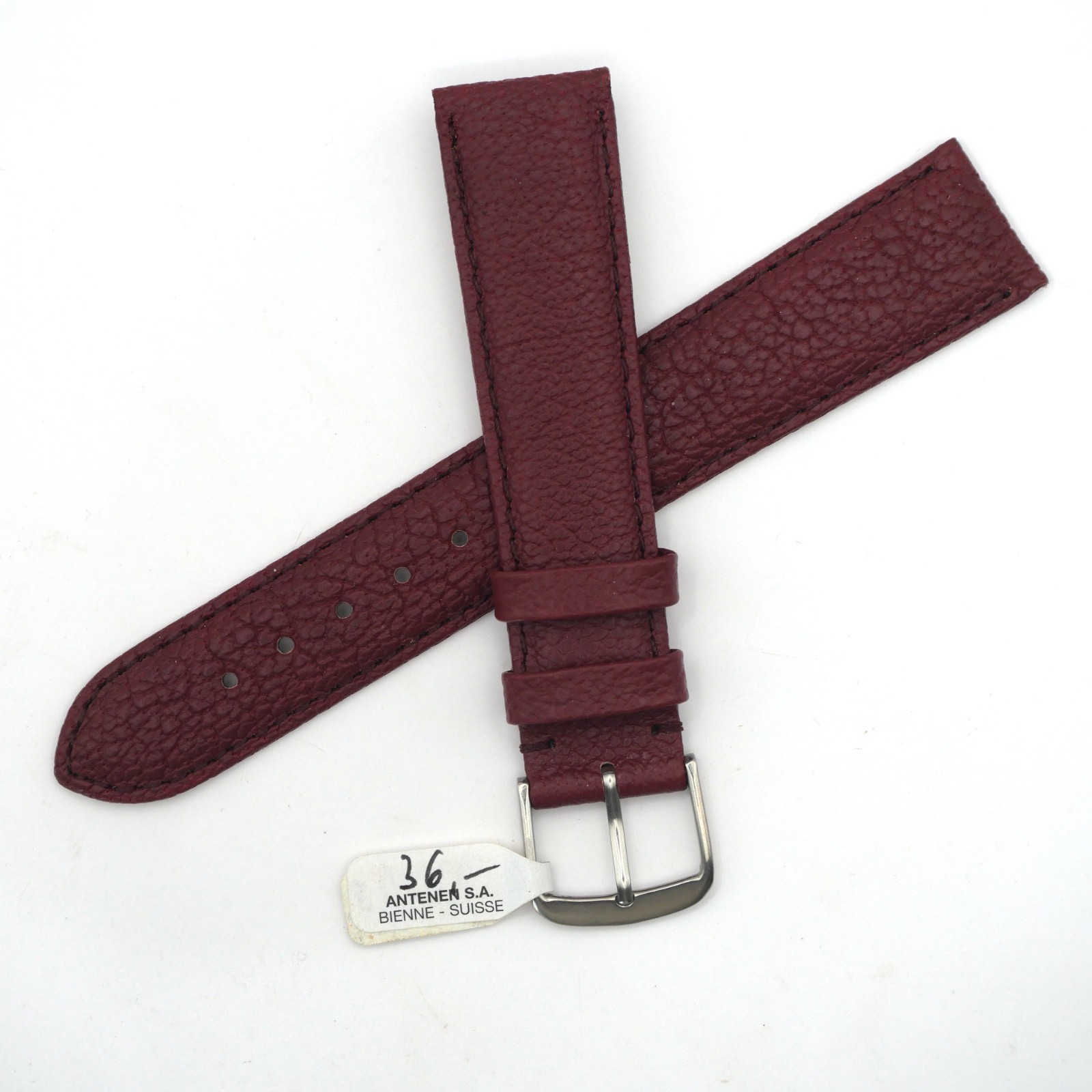 Bracelet de montre en cuir véritable - 18 mm Bordeaux - Antenen (9418)