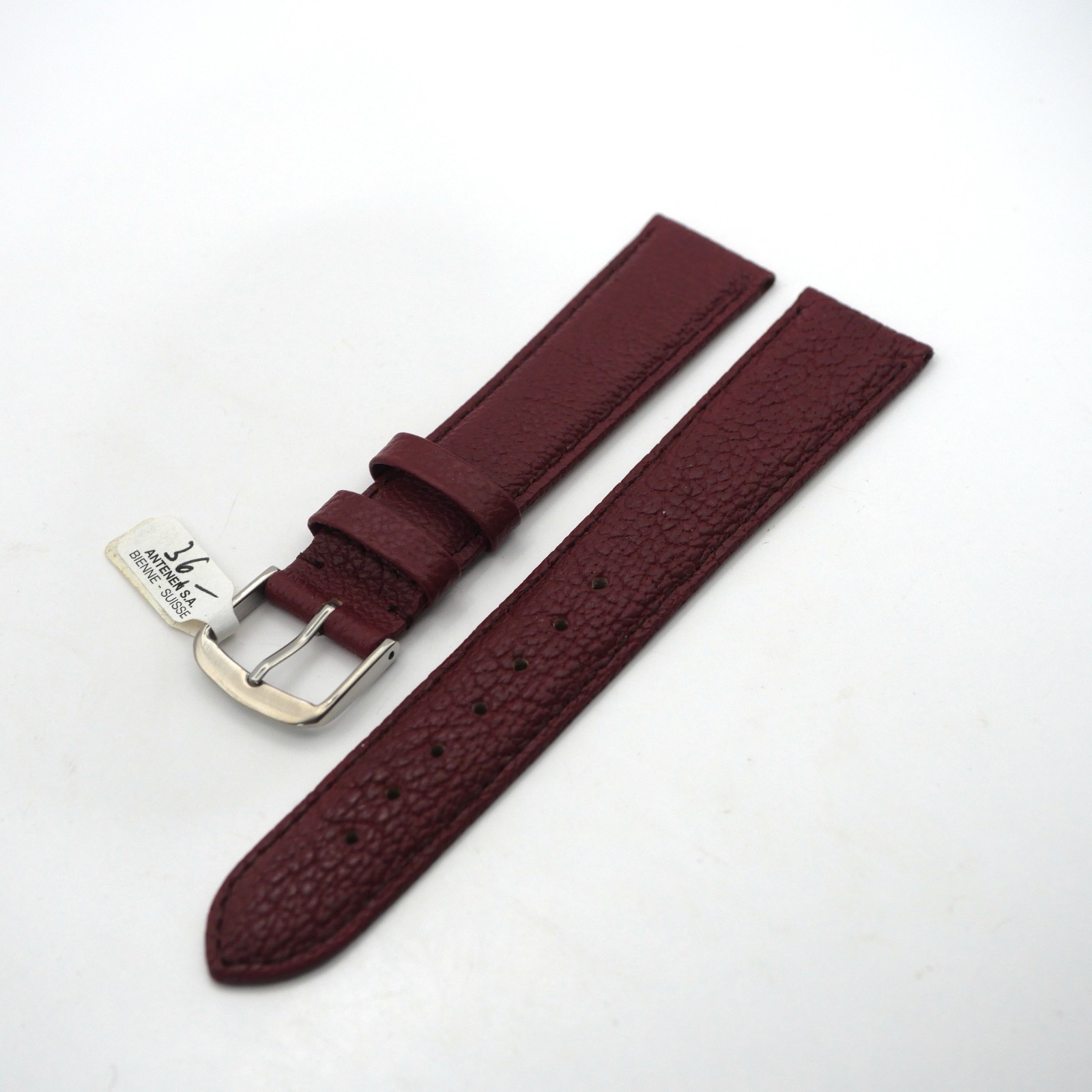 Bracelet de montre en cuir véritable - 18 mm Bordeaux - Antenen (9418) – Image 2