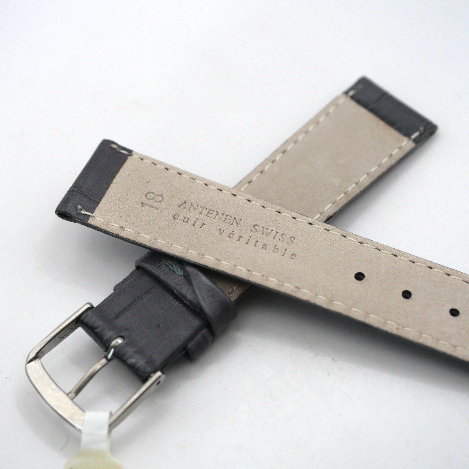 Bracelet de montre en cuir véritable façon croco - 18 mm Gris - Antenen – Image 3