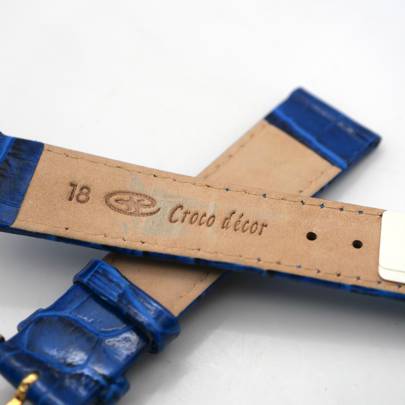 Bracelet de montre en cuir véritable Façon croco - 18 mm Bleu - Colly – Image 3