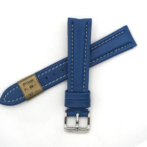 Bracelet de montre en cuir véritable Pilot - 18 mm Bleu - Colly