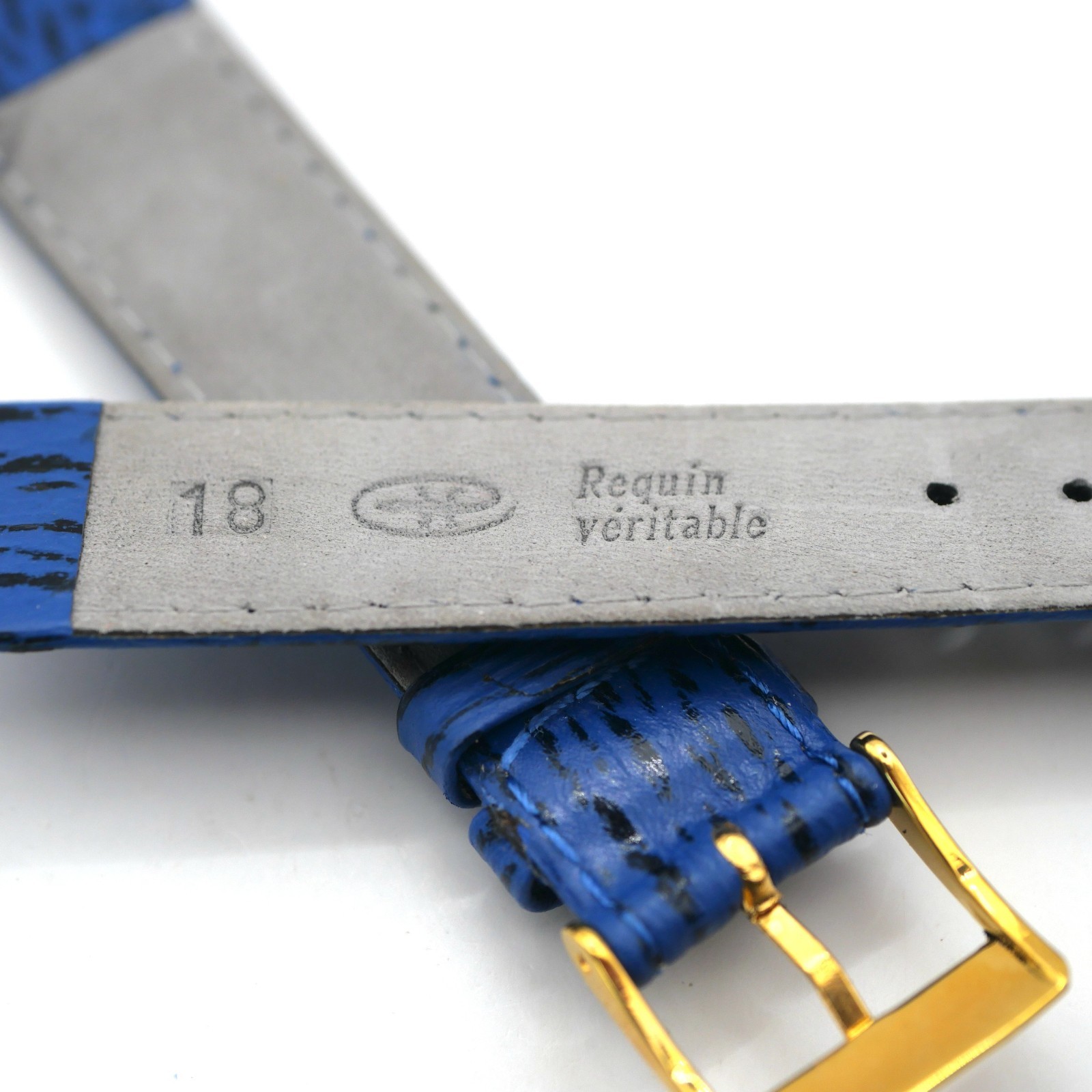 Bracelet de montre en cuir véritable Requin - 18 mm Bleu - Colly – Image 4