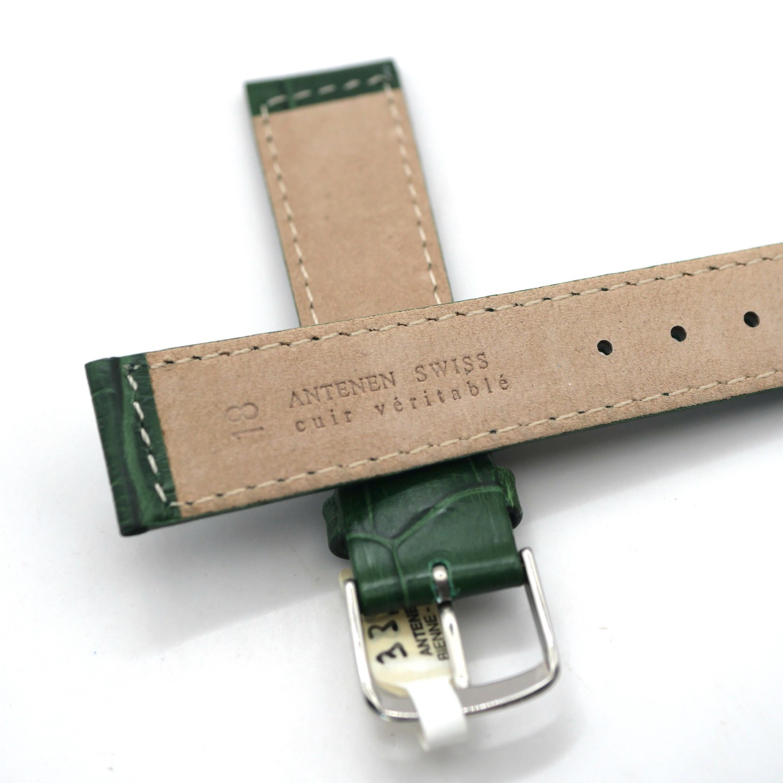 Bracelet de montre en cuir véritable façon croco - 18 mm Vert - Antenen – Image 3