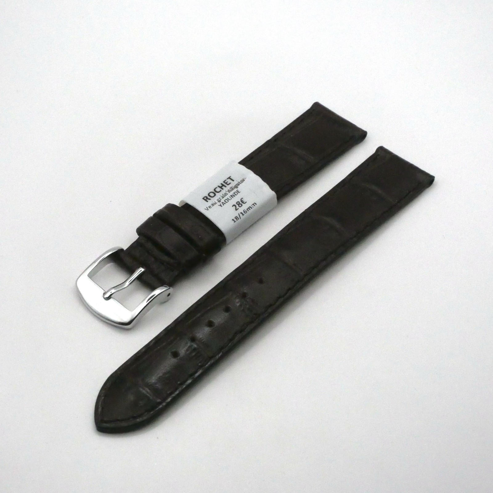 Bracelet de montre en cuir Véritable veau - 18 mm Marron foncé - Rochet – Image 2