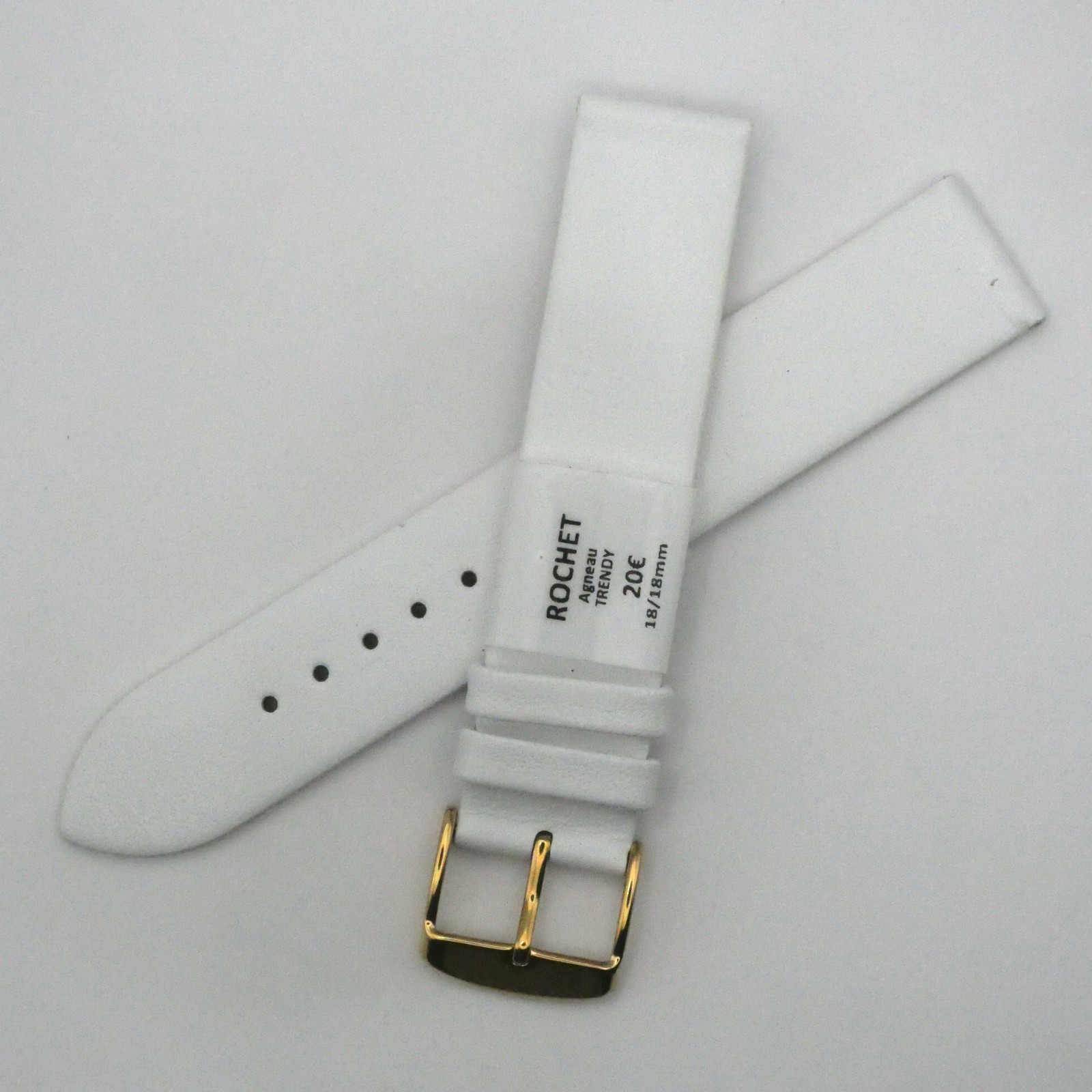 Bracelet de montre en cuir Véritable agneau - 18 mm Blanc - Rochet