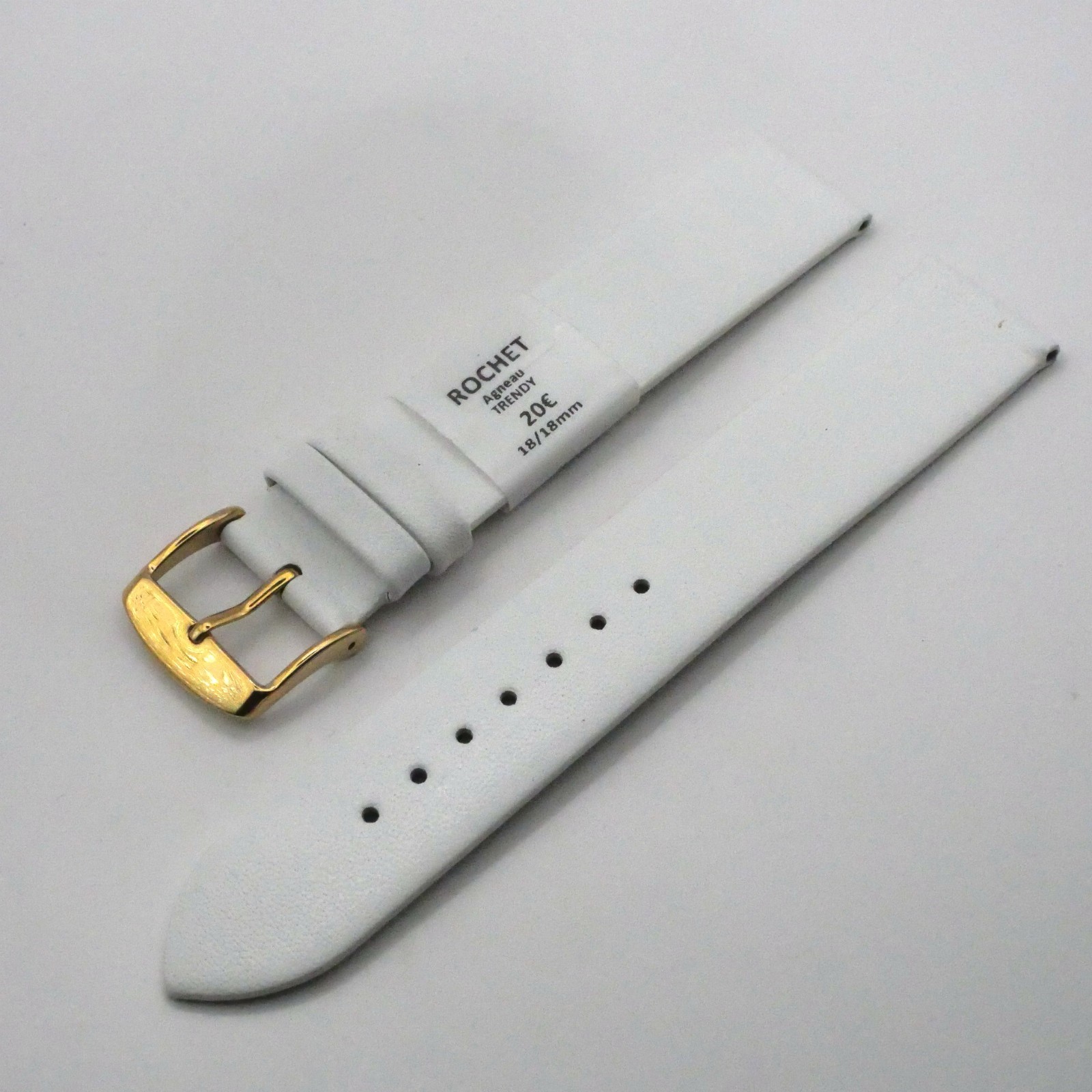 Bracelet de montre en cuir Véritable agneau - 18 mm Blanc - Rochet – Image 2