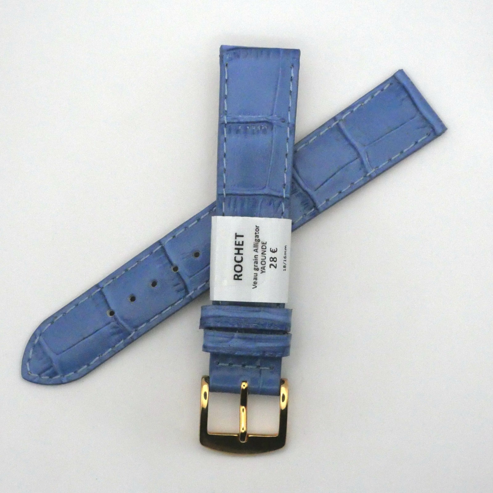 Bracelet de montre en cuir Véritable veau - 18 mm Bleu - Rochet