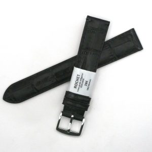 Bracelet de montre en cuir véritable veau - 18 mm Noir - Rochet