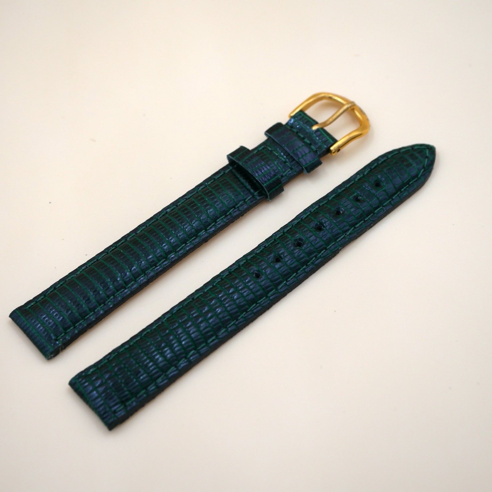 Bracelet en Lézard Véritable 16 mm Vert foncé - Fabriqué en France - XL