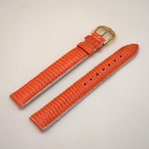 Bracelet en Lézard Véritable 16 mm Orange - Fabriqué en France - Taille XL
