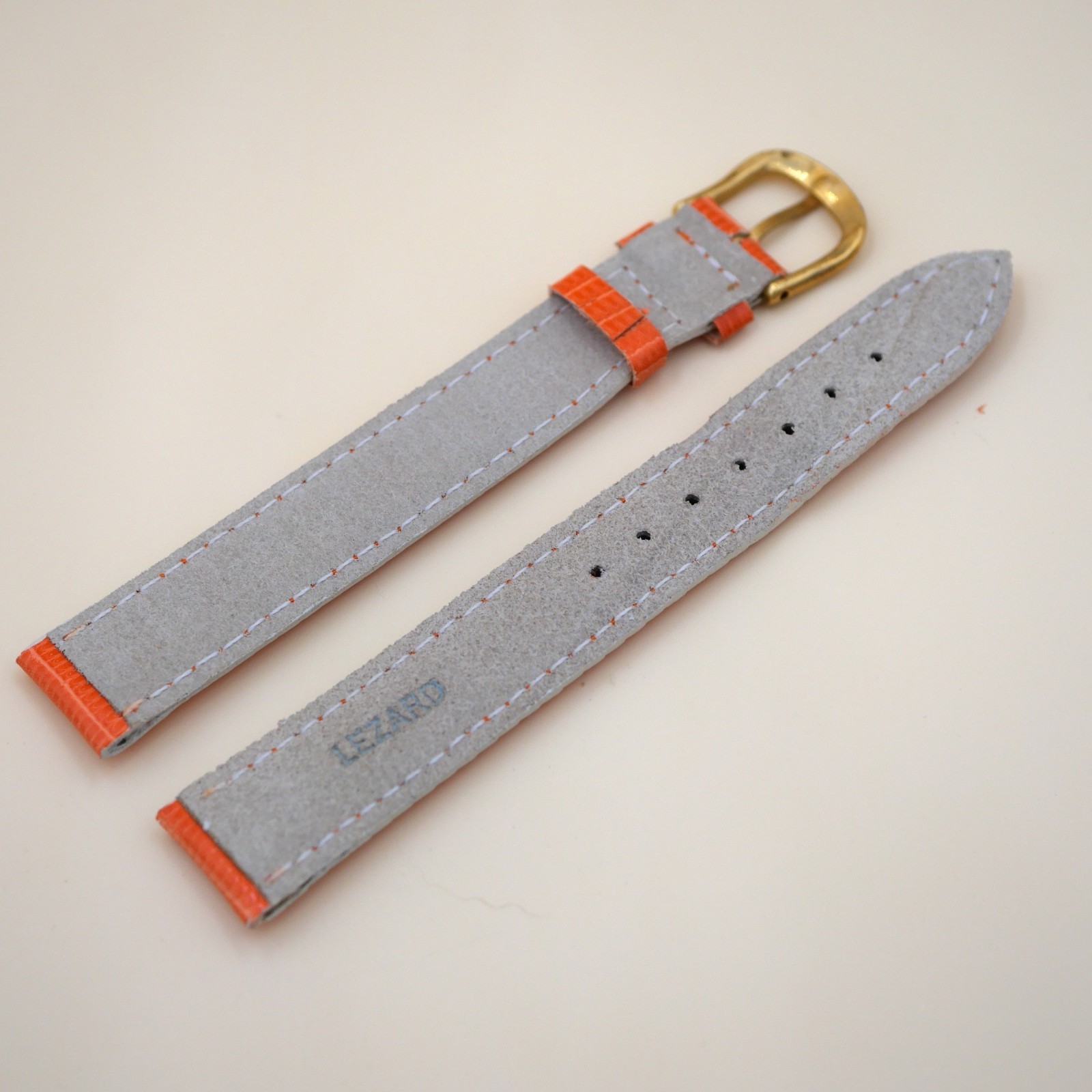 Bracelet en Lézard Véritable 16 mm Orange - Fabriqué en France - Taille XL – Image 2