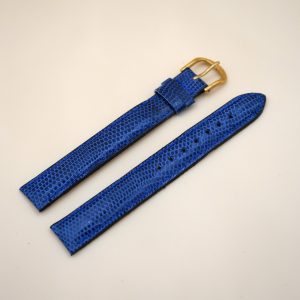 Bracelet en Lézard Véritable 16 mm Bleu - Fabriqué en France - Taille XL
