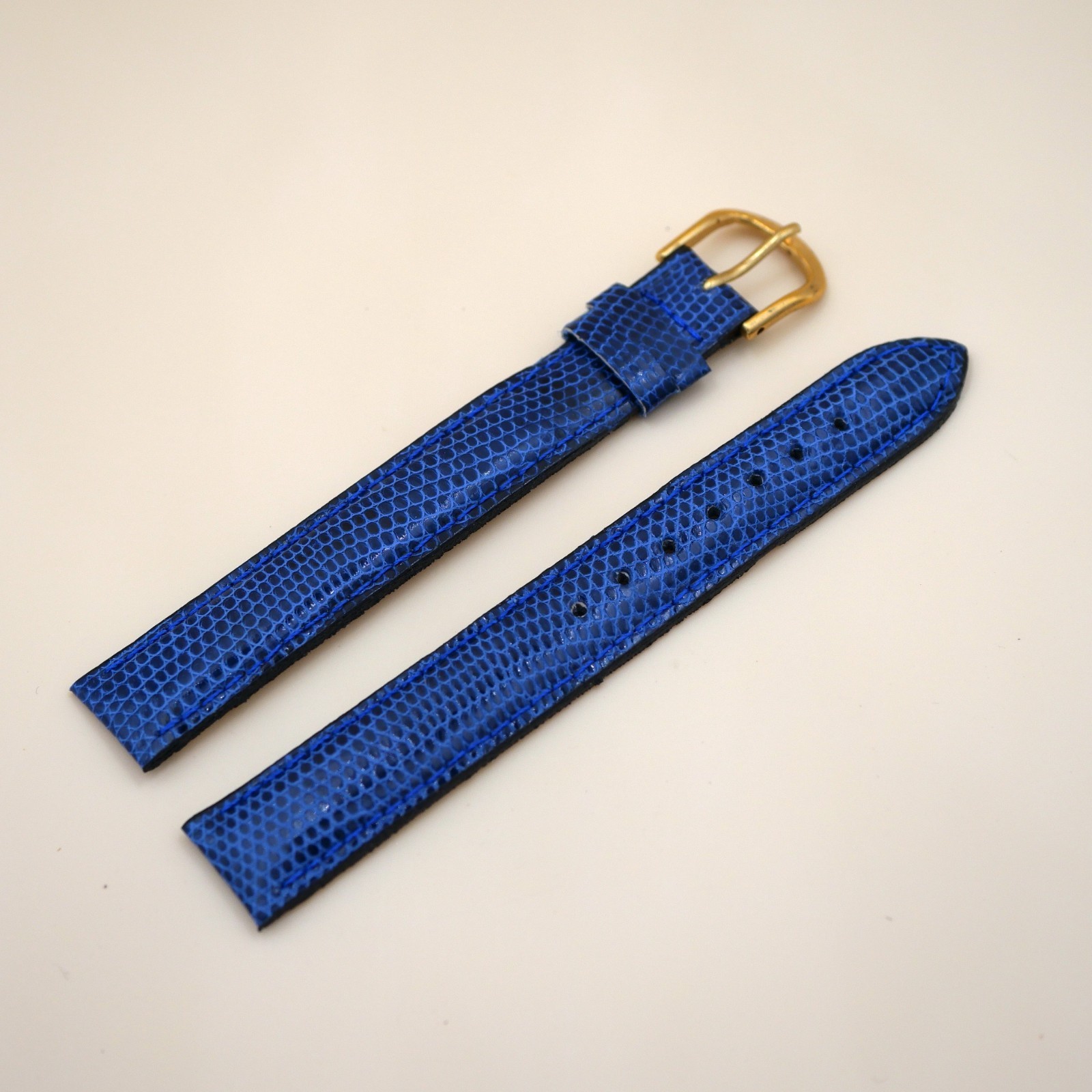 Bracelet en Lézard Véritable 16 mm Bleu - Fabriqué en France - Taille XL