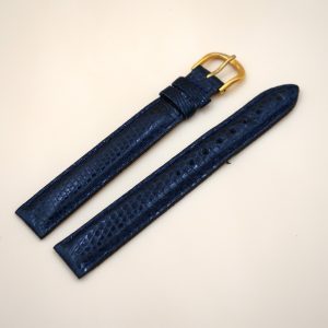 Bracelet en Lézard Véritable 16 mm Bleu foncé - Fabriqué en France - XL