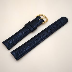 Bracelet en Veau Véritable 16 mm Noir grain croco - Fabriqué en France - XS