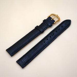 Bracelet en Lézard Véritable 16 mm Noir brillant - Fabriqué en France - XL