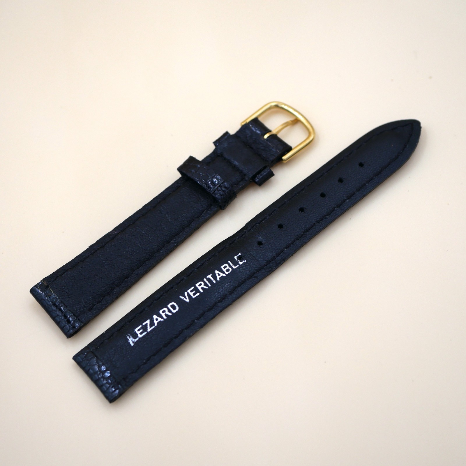 Bracelet en Lézard Véritable 16 mm Noir brillant - Fabriqué en France - XS – Image 2