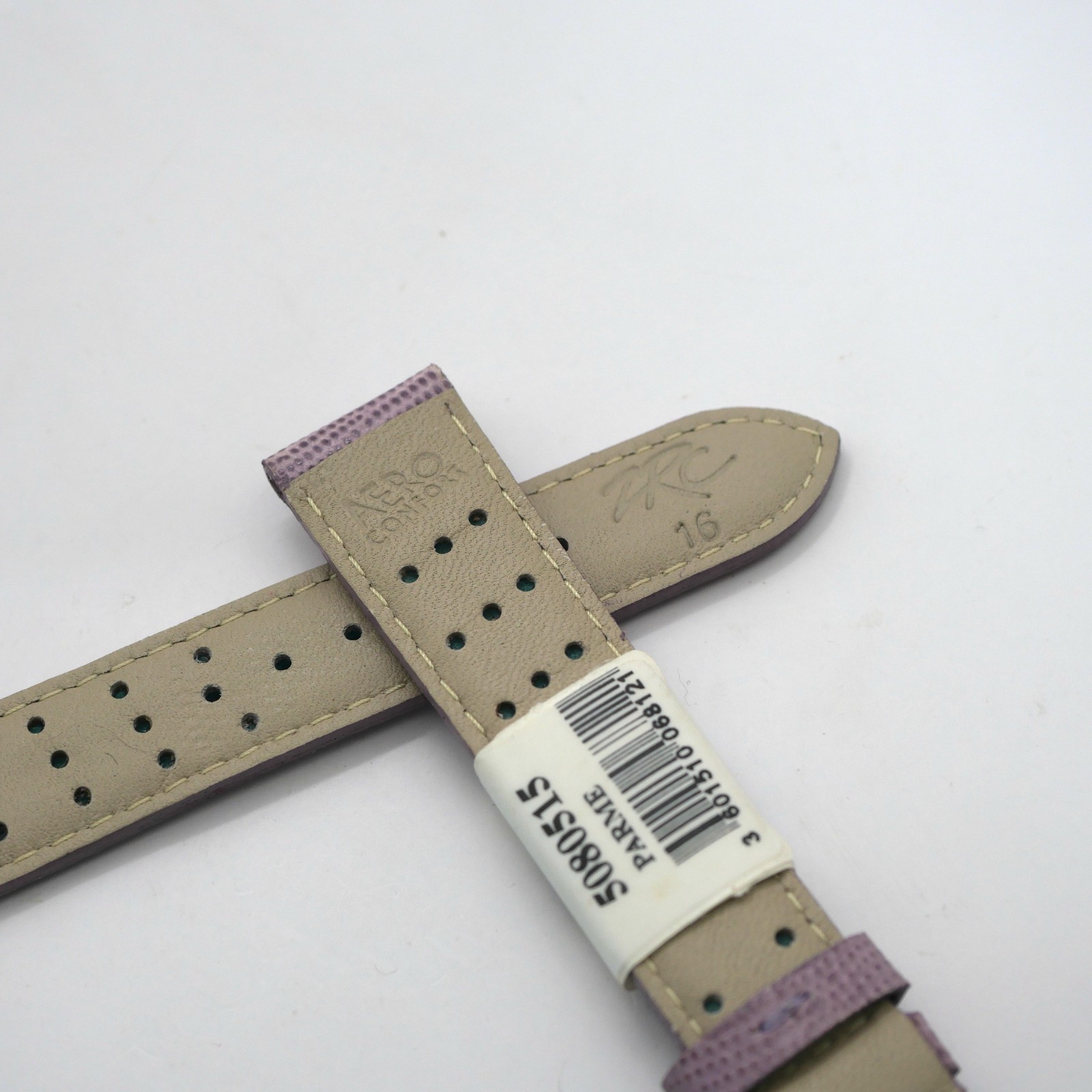 Bracelet de montre en cuir véritable Veau borneo - 16 mm Parme - Rochet – Image 3