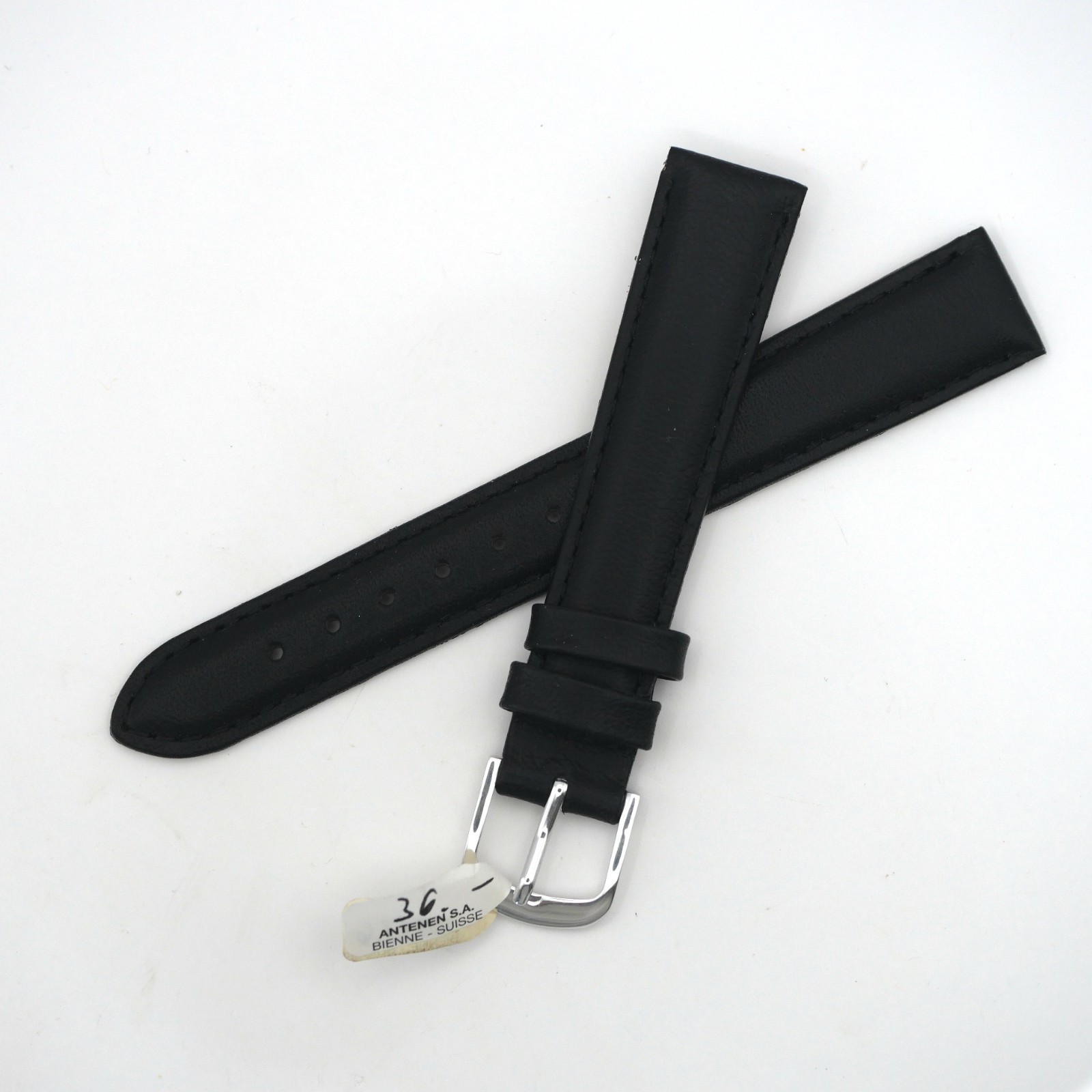 Bracelet de montre en cuir véritable - 16 mm Noir - Antenen