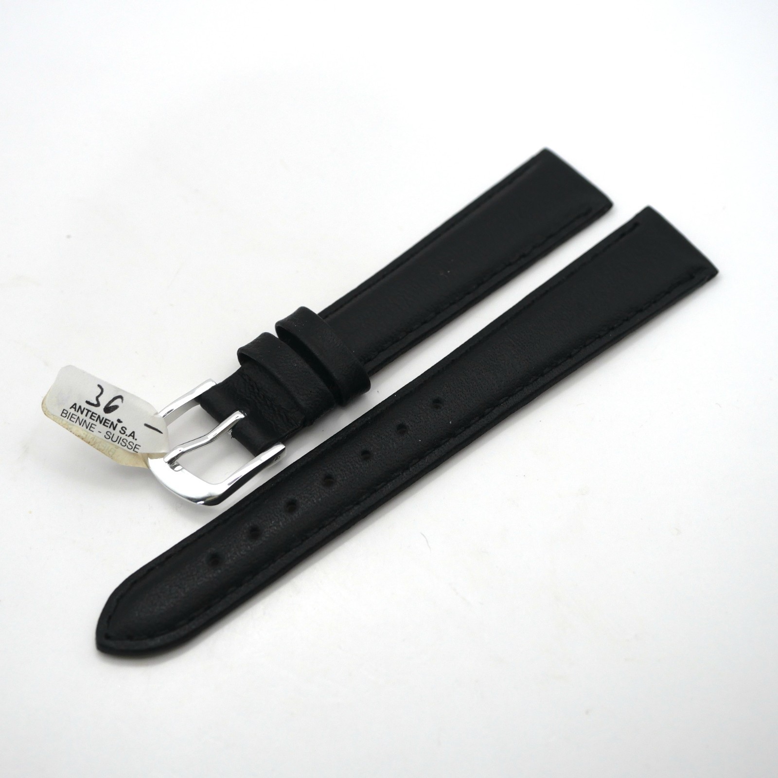 Bracelet de montre en cuir véritable - 16 mm Noir - Antenen – Image 2