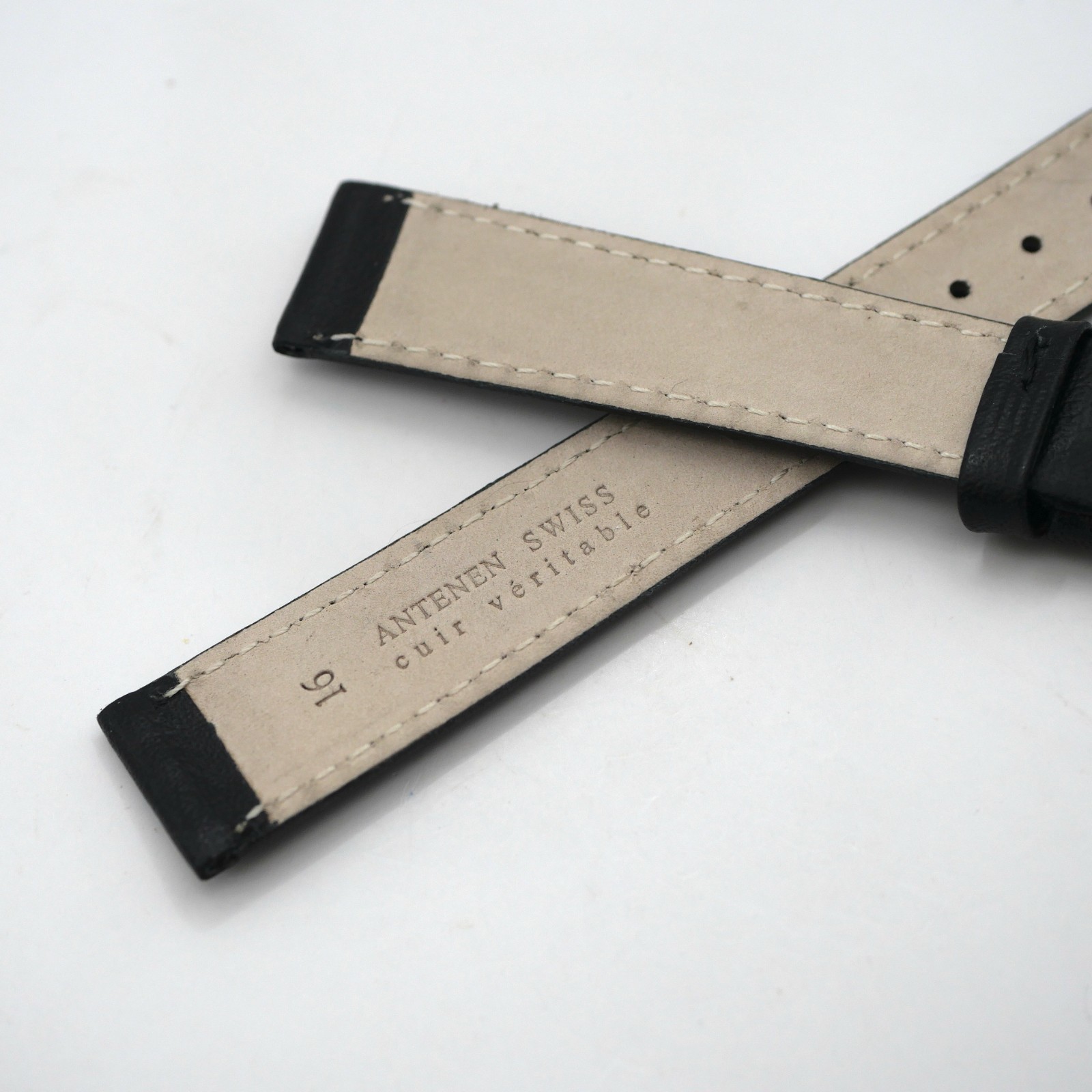Bracelet de montre en cuir véritable - 16 mm Noir - Antenen – Image 3