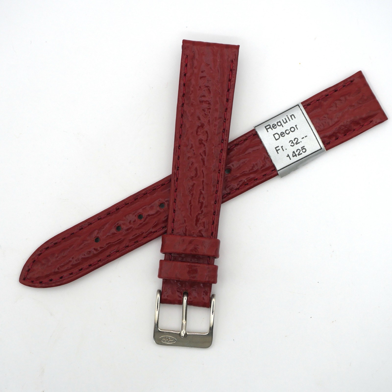 Bracelet de montre en cuir véritable Façon Requin - 16 mm Rouge - Colly