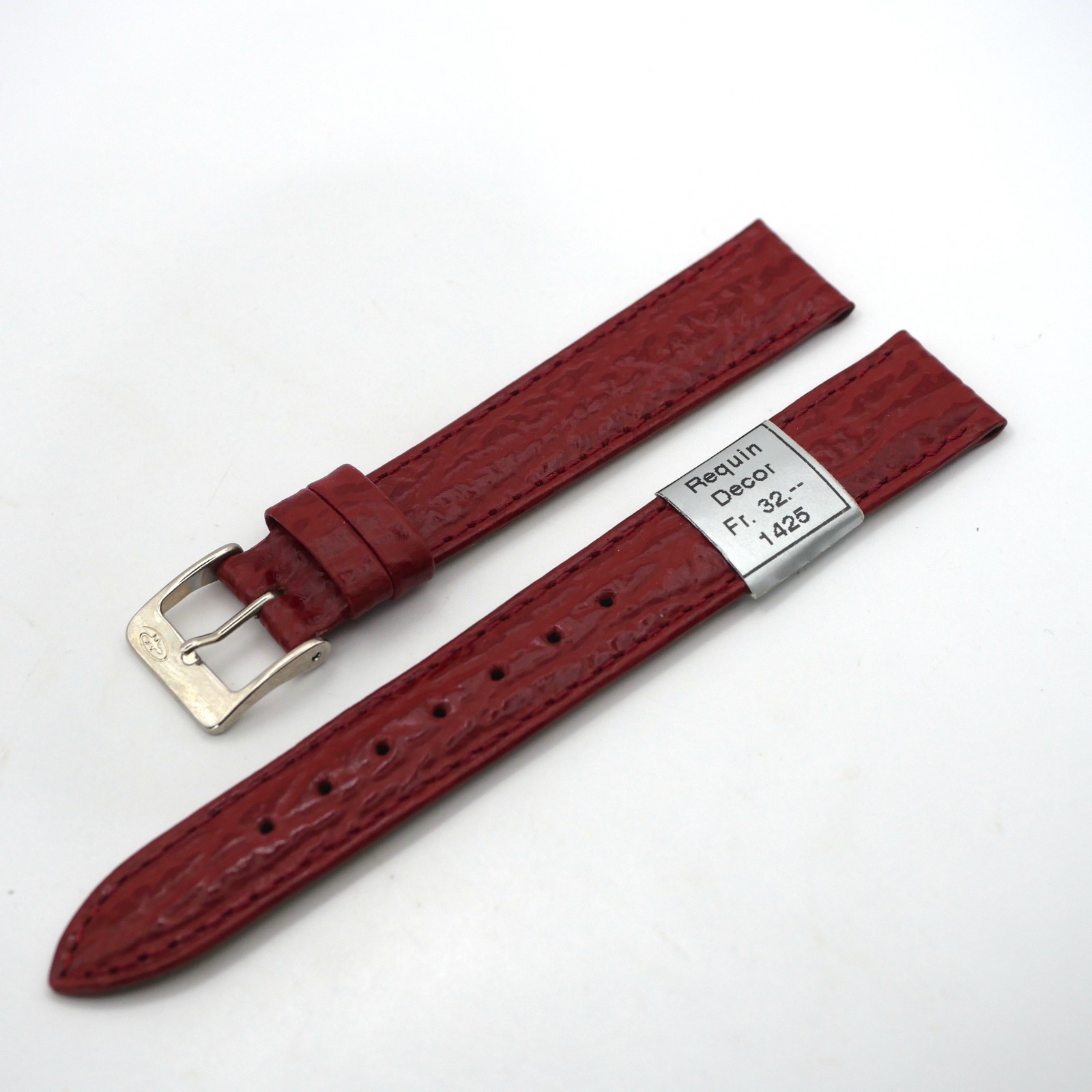 Bracelet de montre en cuir véritable Façon Requin - 16 mm Rouge - Colly – Image 2