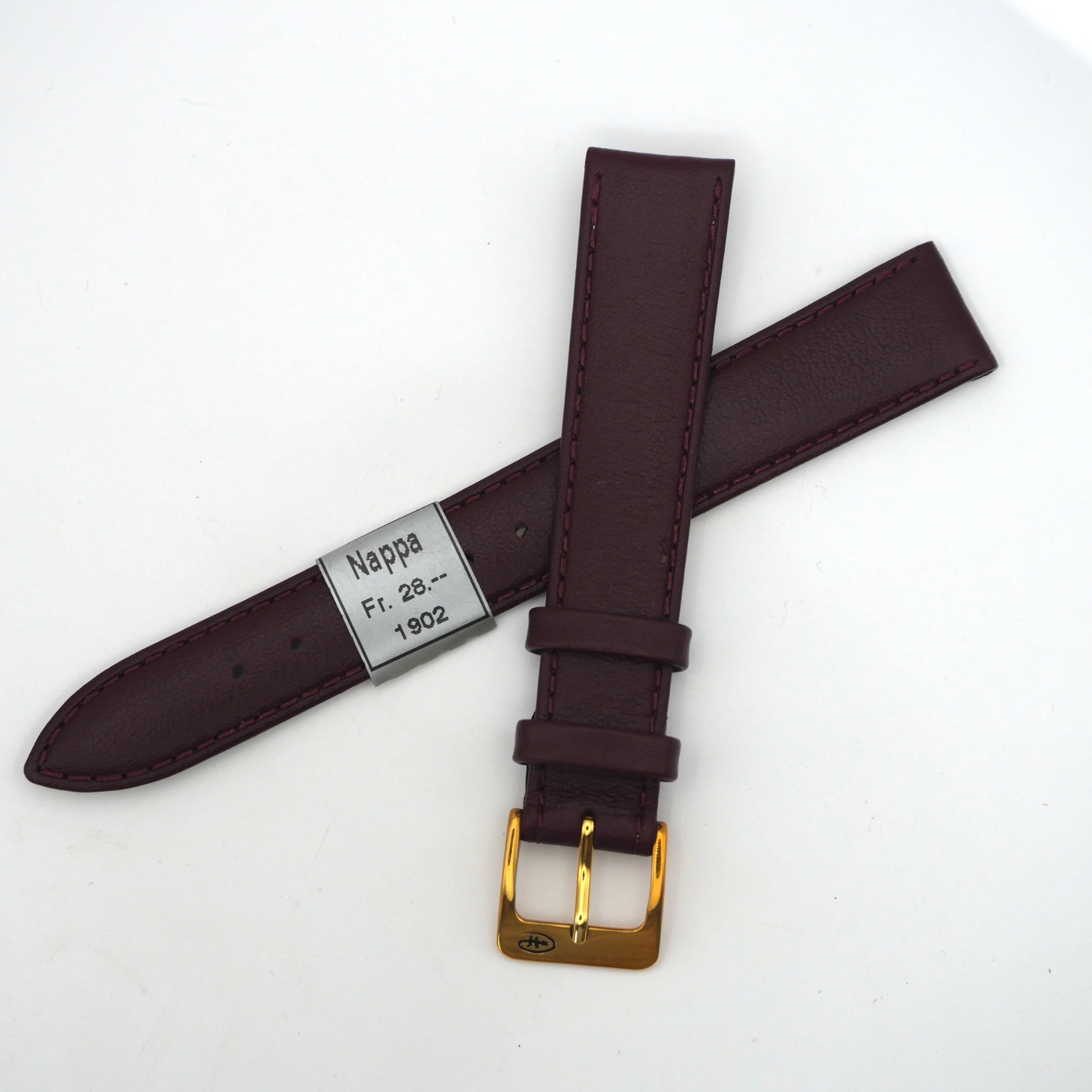 Bracelet de montre en cuir véritable Nappa - 16 mm Bordeaux - Colly