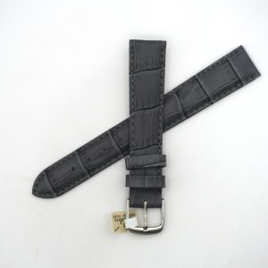 Bracelet de montre en cuir véritable façon croco - 16 mm Gris - Antenen
