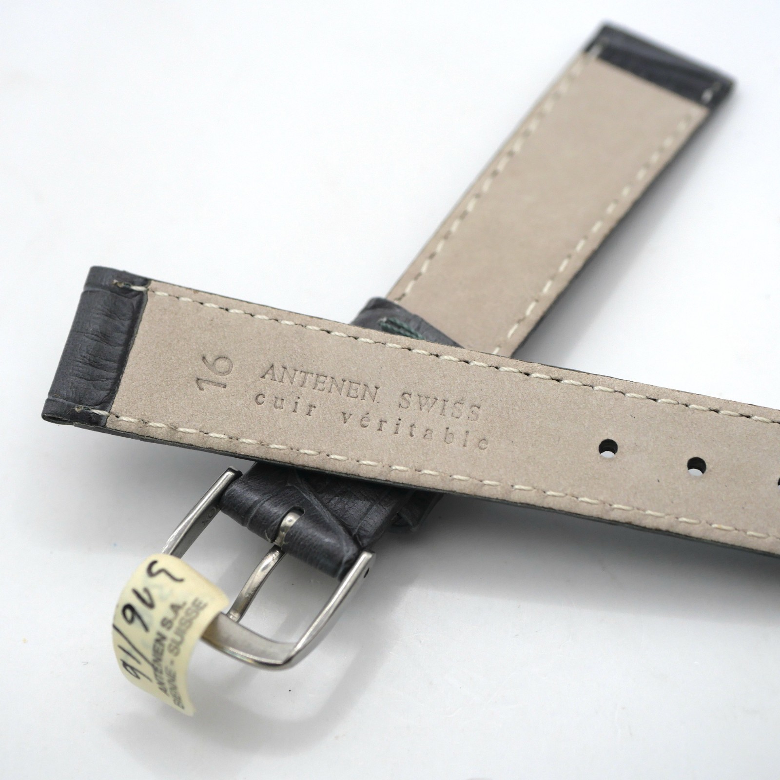 Bracelet de montre en cuir véritable façon croco - 16 mm Gris - Antenen – Image 3
