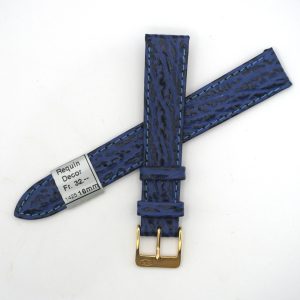 Bracelet de montre en cuir véritable façon requin - 16 mm bleu - Colly