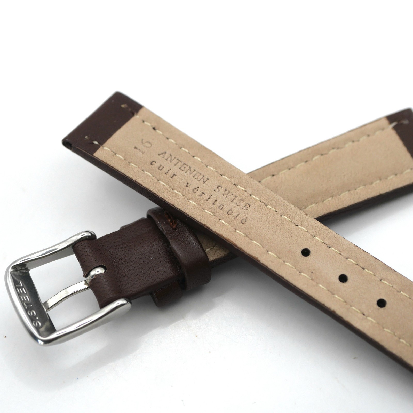 Bracelet de montre en cuir véritable - 16 mm Marron - Antenen – Image 3