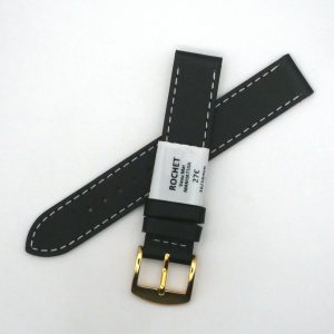 Bracelet de montre en cuir Véritable Veau mat - 16 mm Noir - Rochet