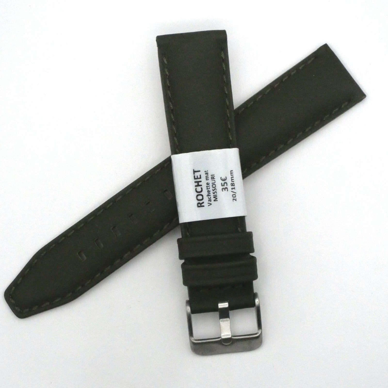 Bracelet de montre en cuir Véritable vachette - 16 mm Kaki - Rochet