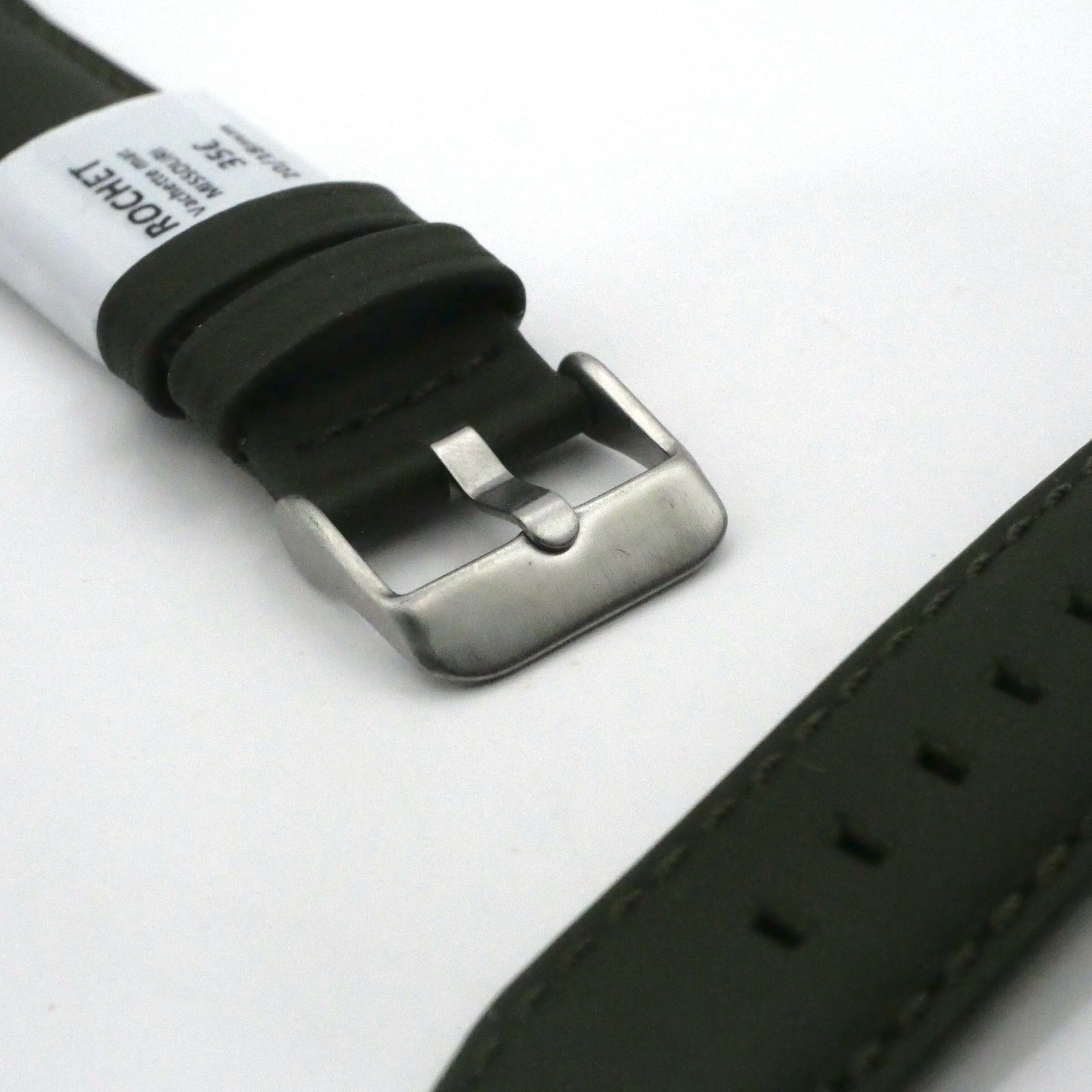 Bracelet de montre en cuir Véritable vachette - 16 mm Kaki - Rochet – Image 3