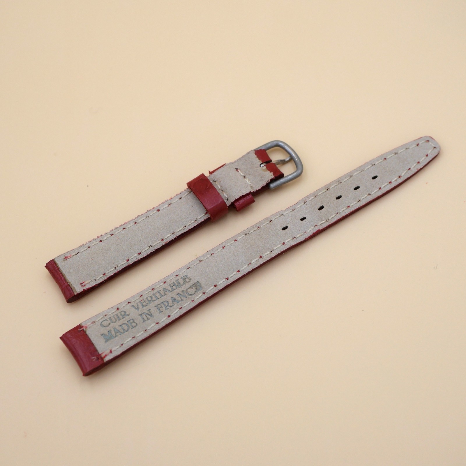 Bracelet en Veau Véritable 12 mm Rouge - Fabriqué en France - Taille XS – Image 2
