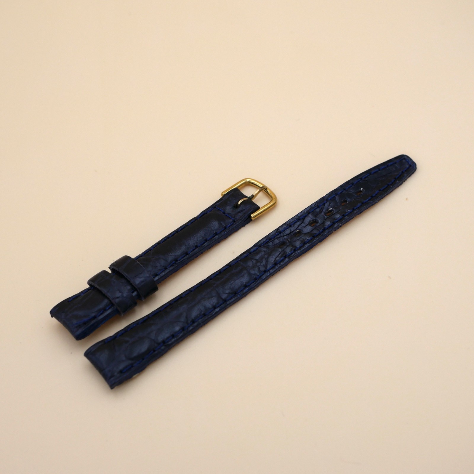 Bracelet en Veau Véritable 12 mm Bleu - Fabriqué en France - Taille XS