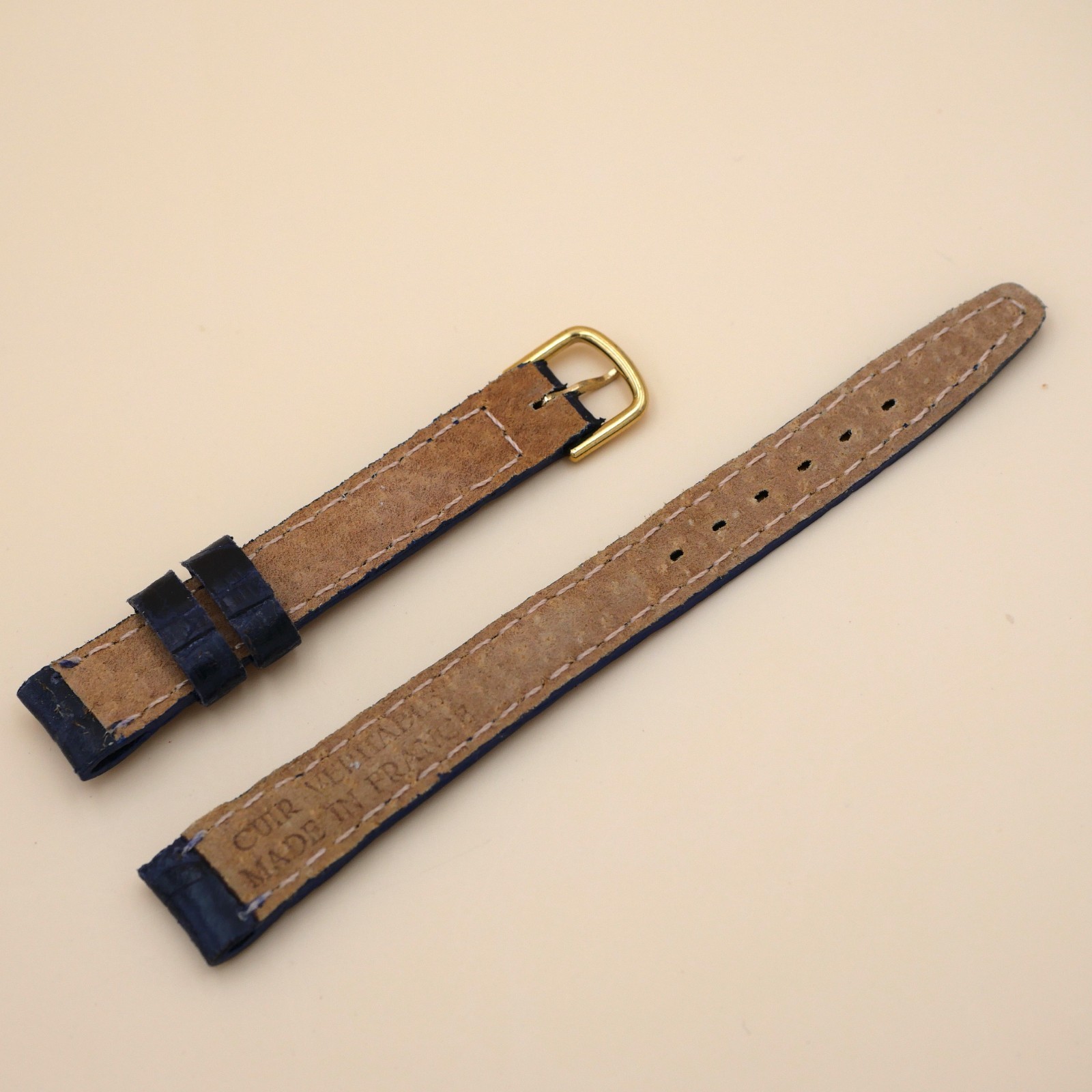 Bracelet en Veau Véritable 12 mm Bleu - Fabriqué en France - Taille XS – Image 2