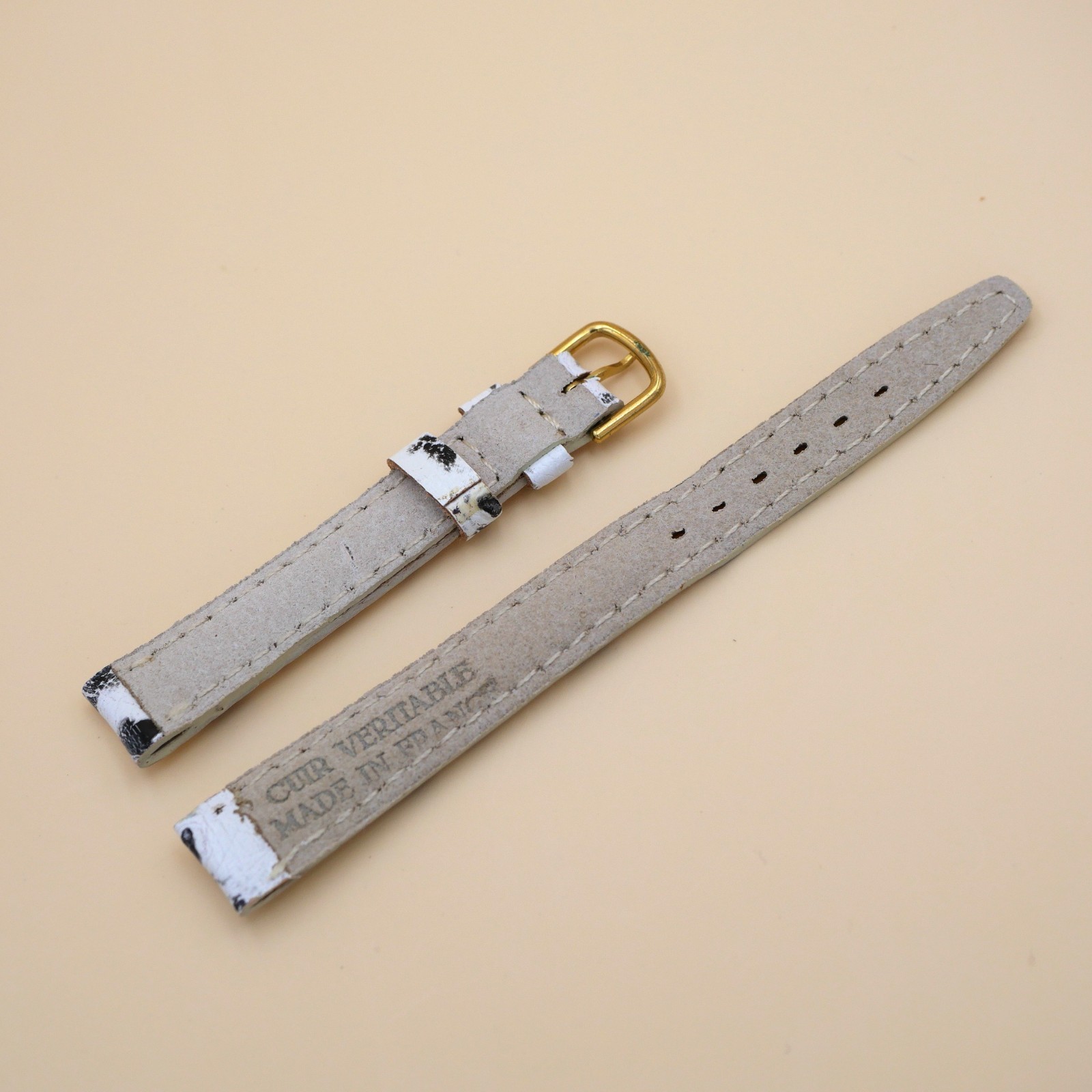 Bracelet en Veau Véritable 12 mm Blanc - Fabriqué en France - Taille XS – Image 2