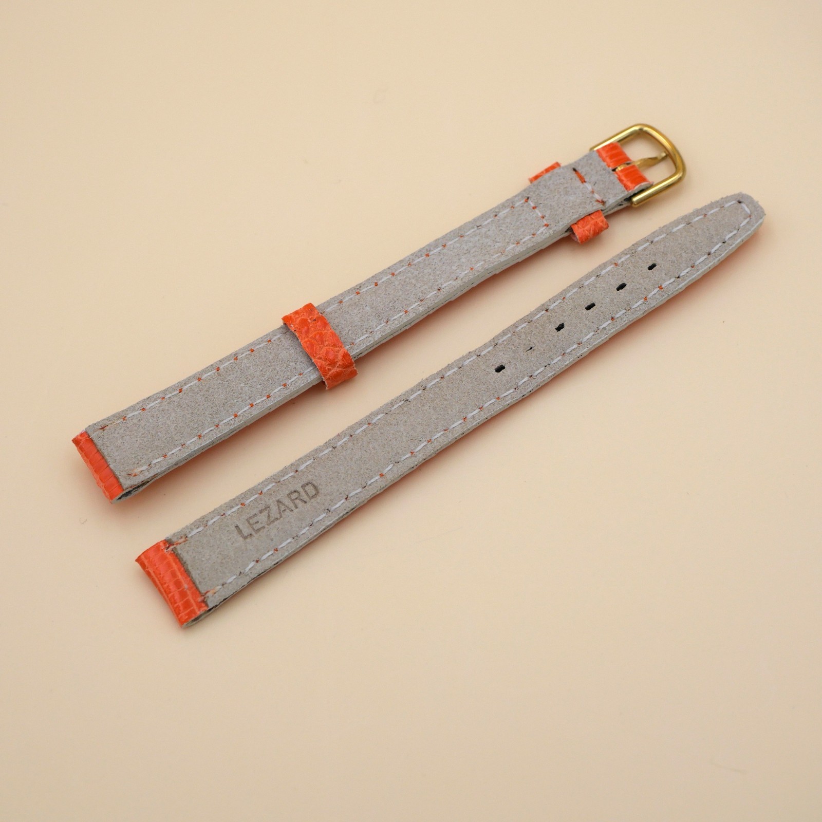 Bracelet en Lézard Véritable 12 mm Orange - Fabriqué en France - Taille XL – Image 2