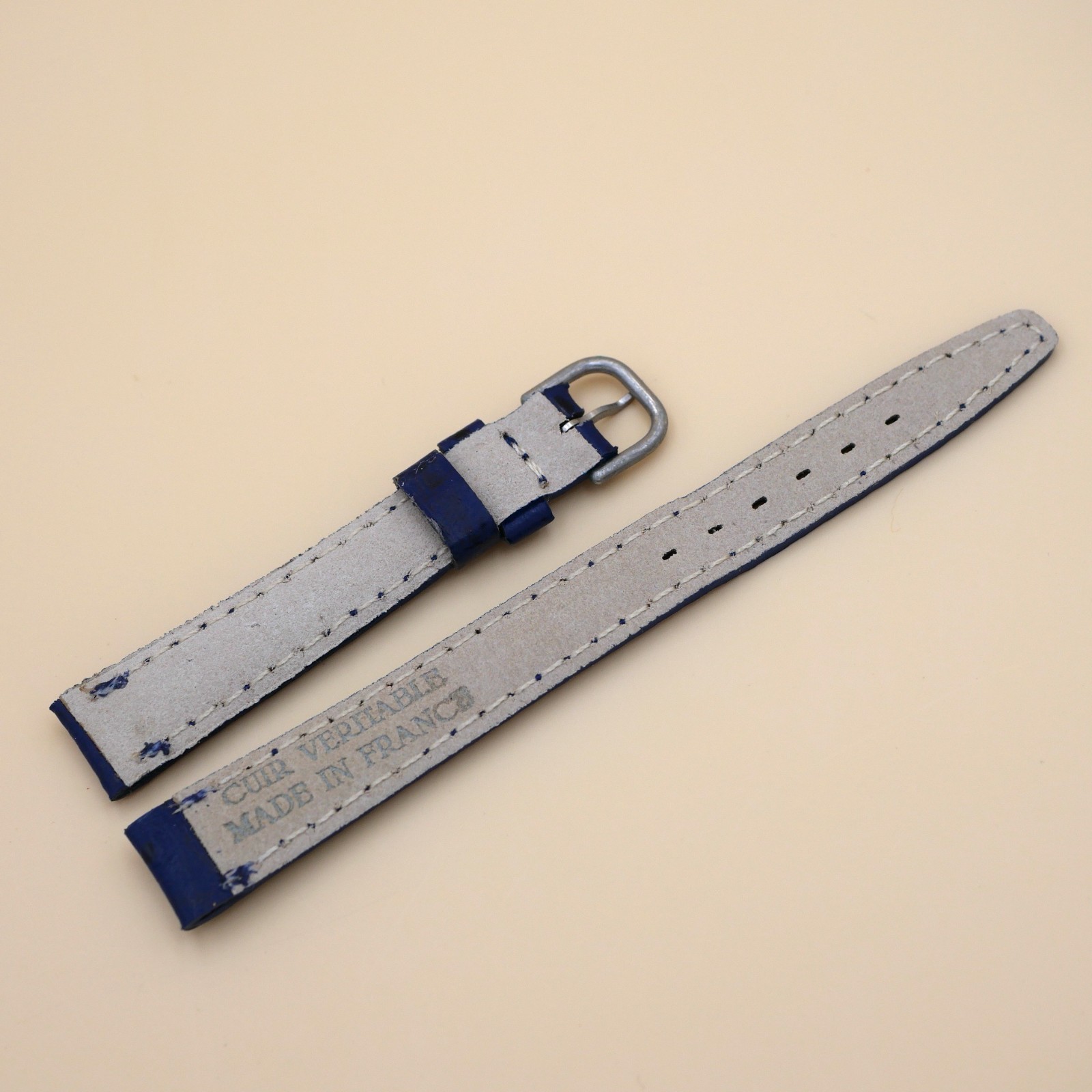 Bracelet en Veau Véritable 12 mm Bleu - Fabriqué en France - Taille XS (3630) – Image 2