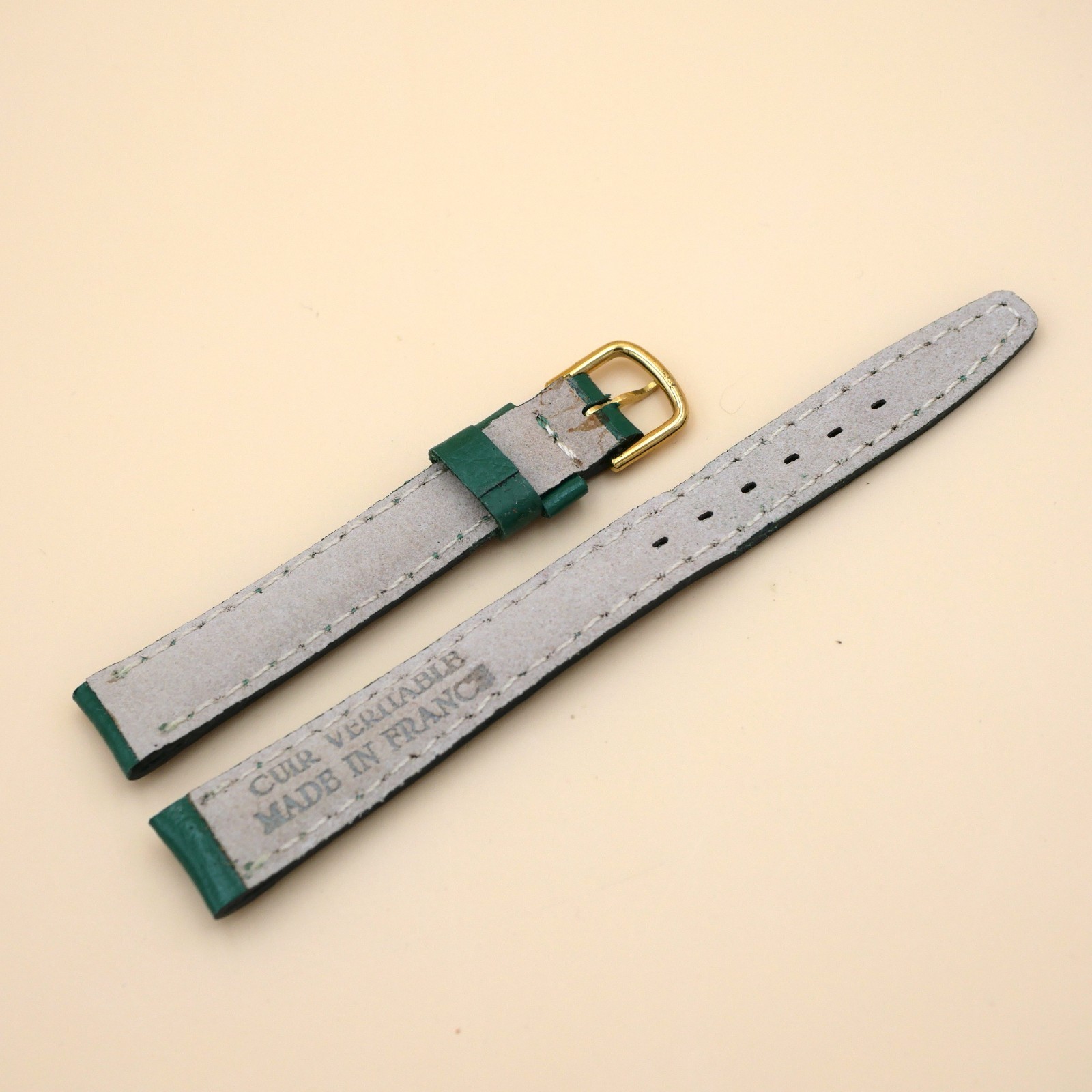 Bracelet en Veau Véritable 12 mm Vert - Fabriqué en France - Taille XS – Image 2