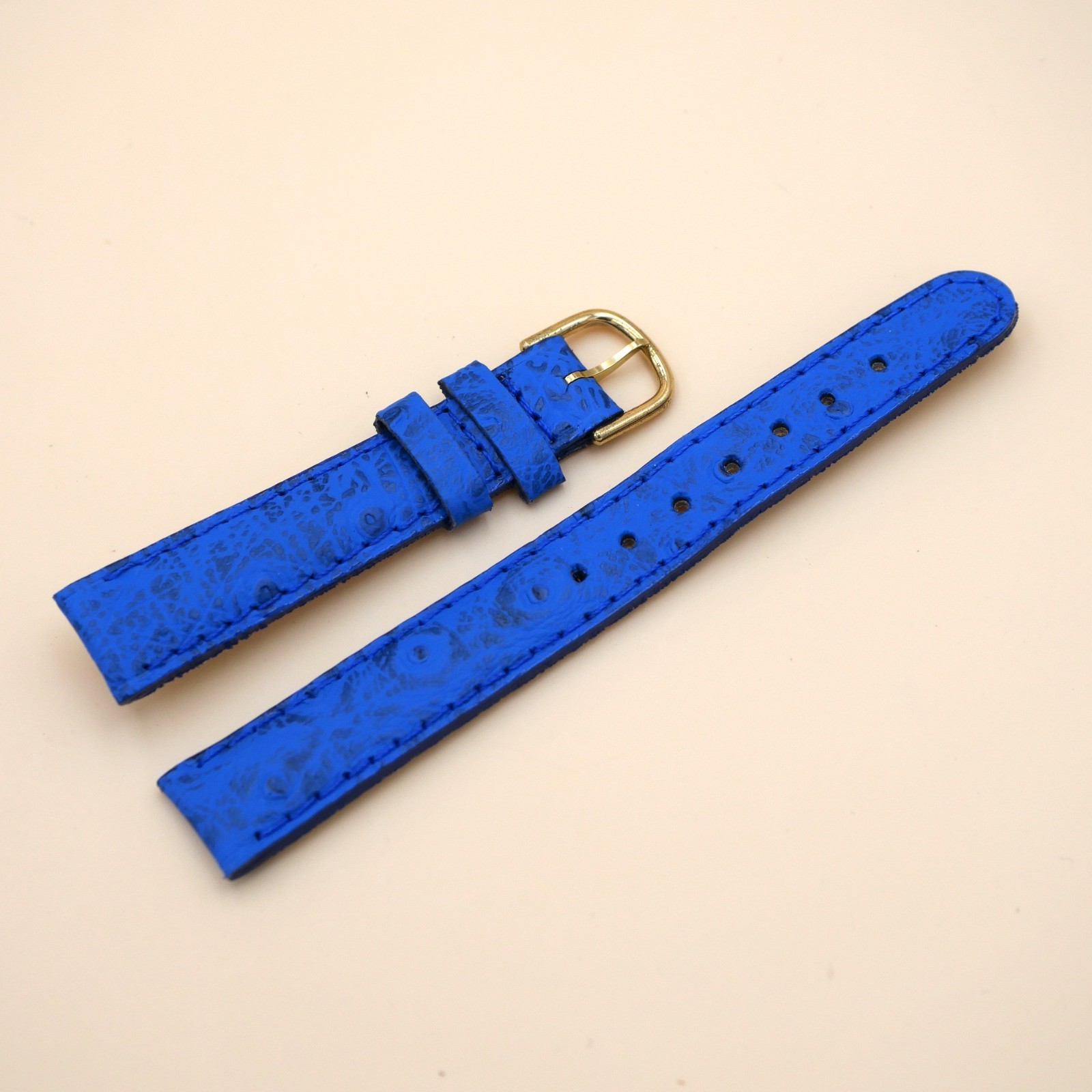 Bracelet en Veau Véritable 14 mm Bleu - Fabriqué en France - Taille XS