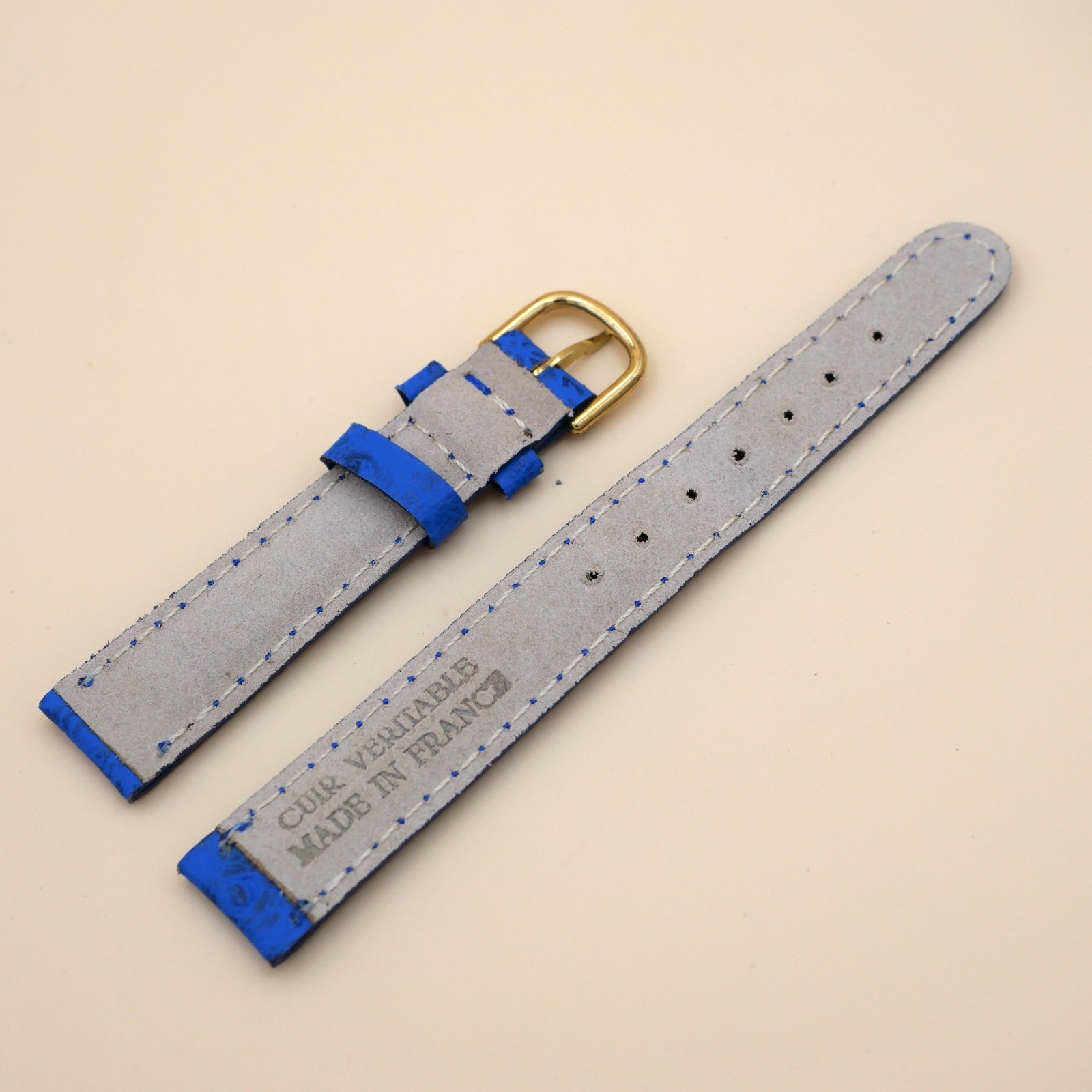 Bracelet en Veau Véritable 14 mm Bleu - Fabriqué en France - Taille XS – Image 2