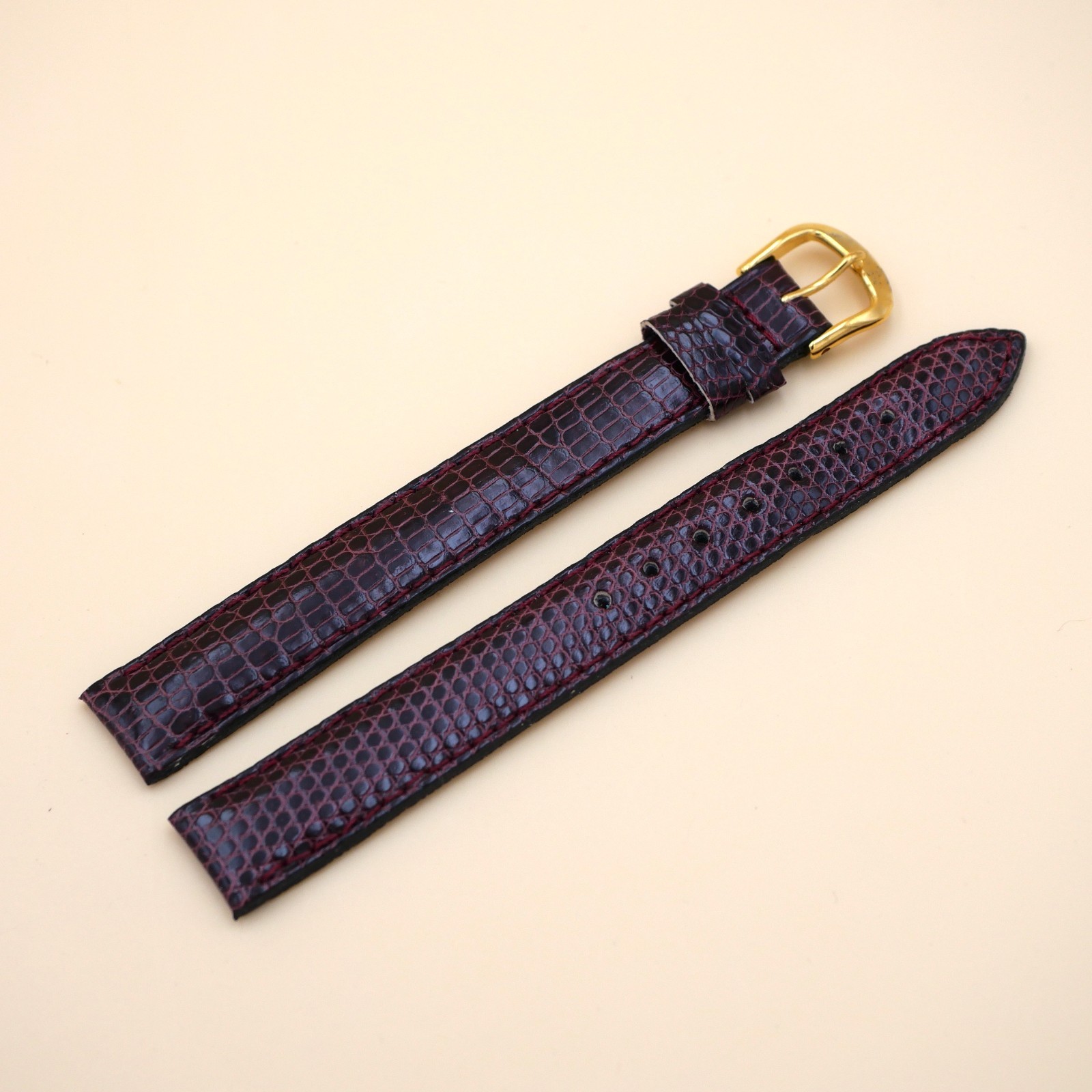 Bracelet en Lézard Véritable 14 mm Bordeaux - Fabriqué en France - XL
