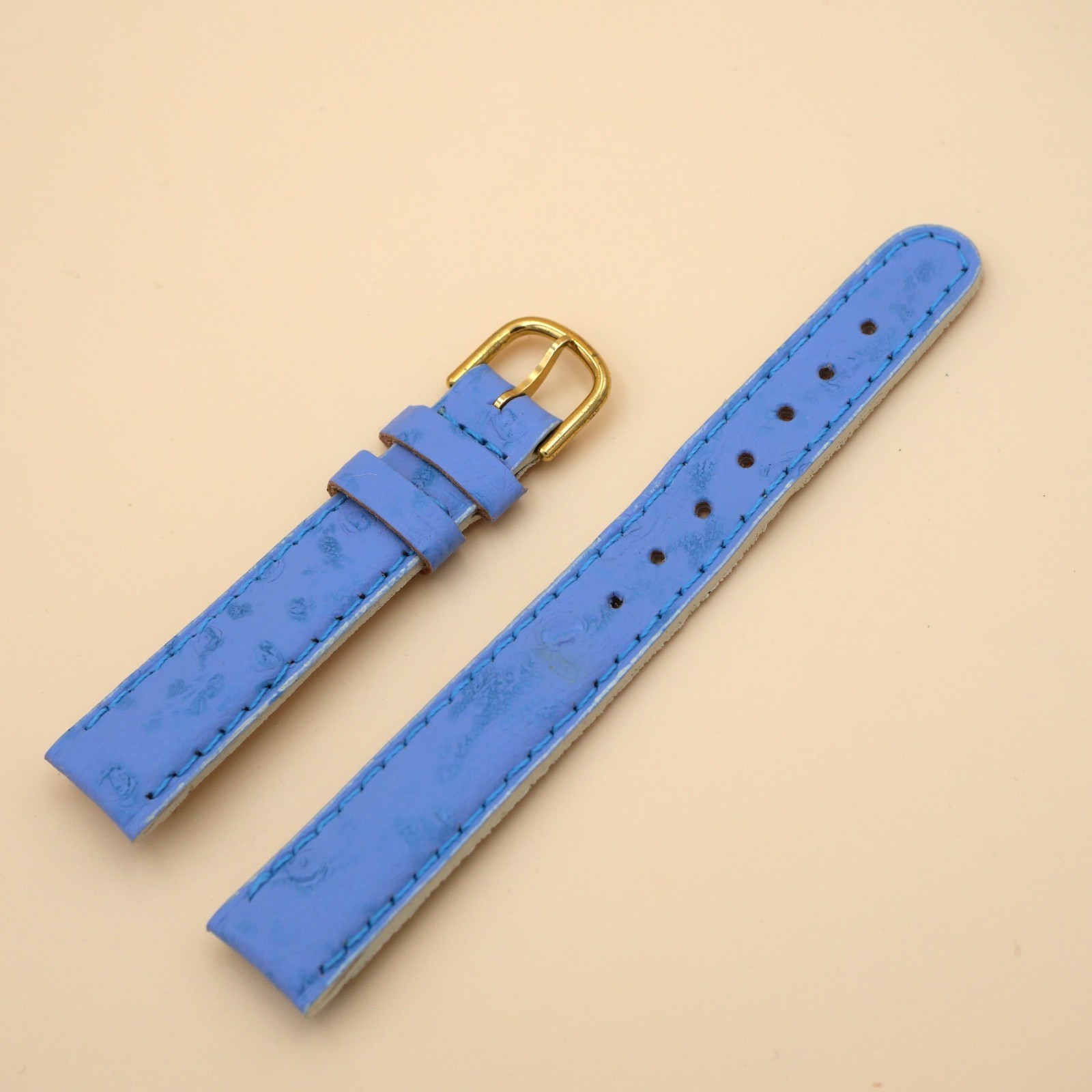 Bracelet en Veau Véritable 14 mm Bleu ciel - Fabriqué en France - XS