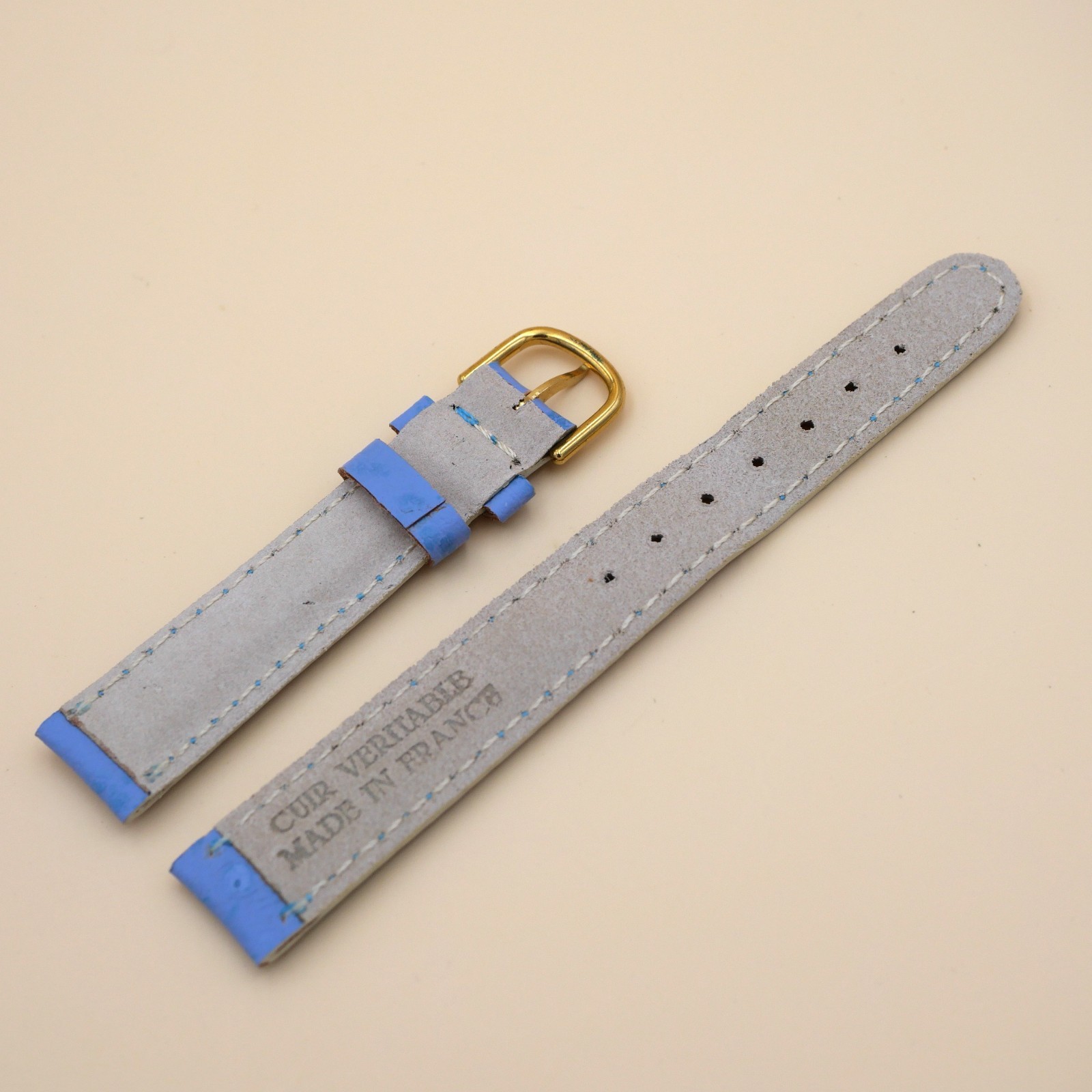 Bracelet en Veau Véritable 14 mm Bleu ciel - Fabriqué en France - XS – Image 2